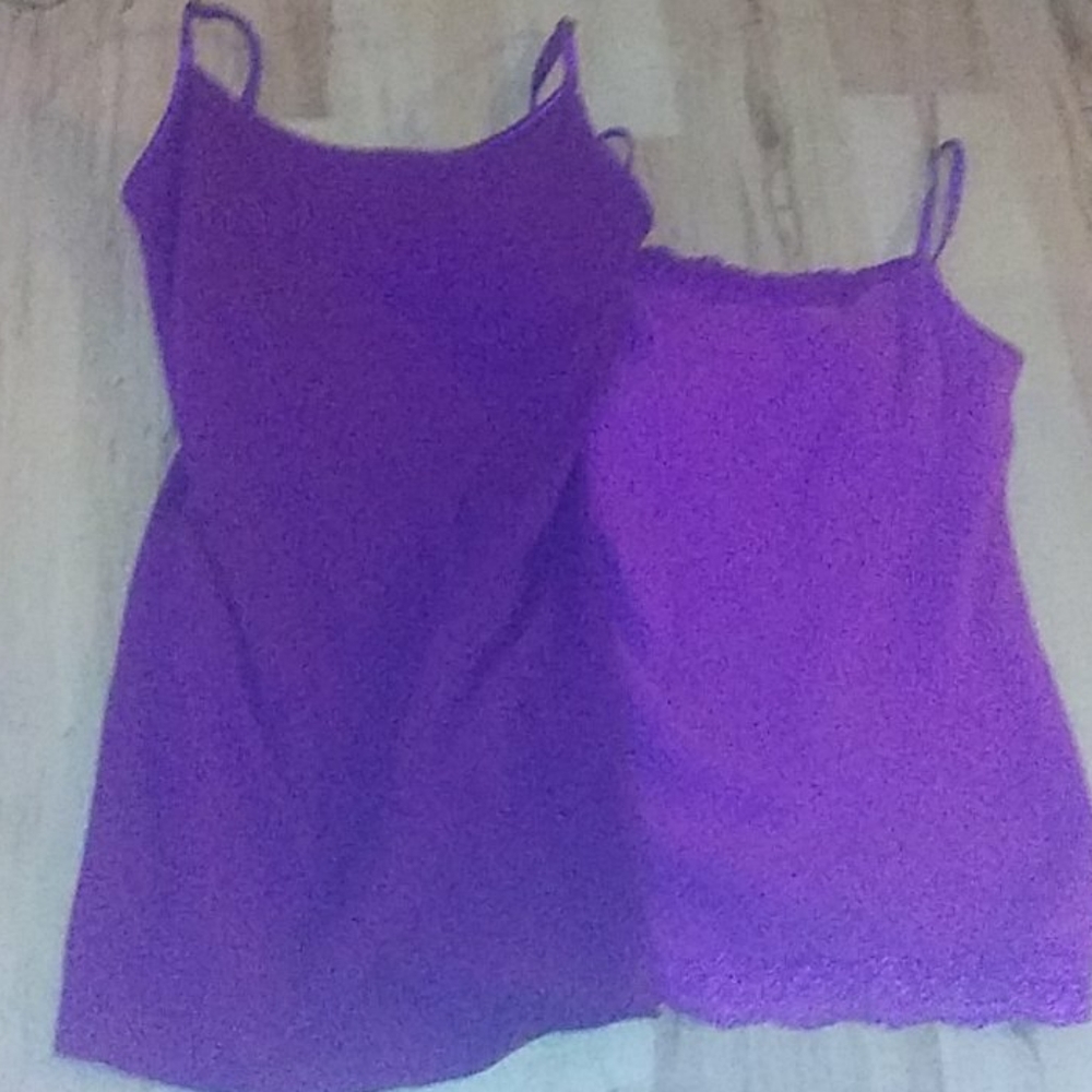 Two tank tops with bras made into it